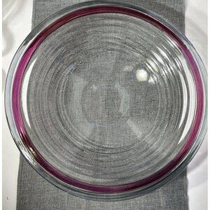 LG Eggplant & Blue Color Rimmed 1990s Multi Tiered Edged Glass Serving Bowl 15"
